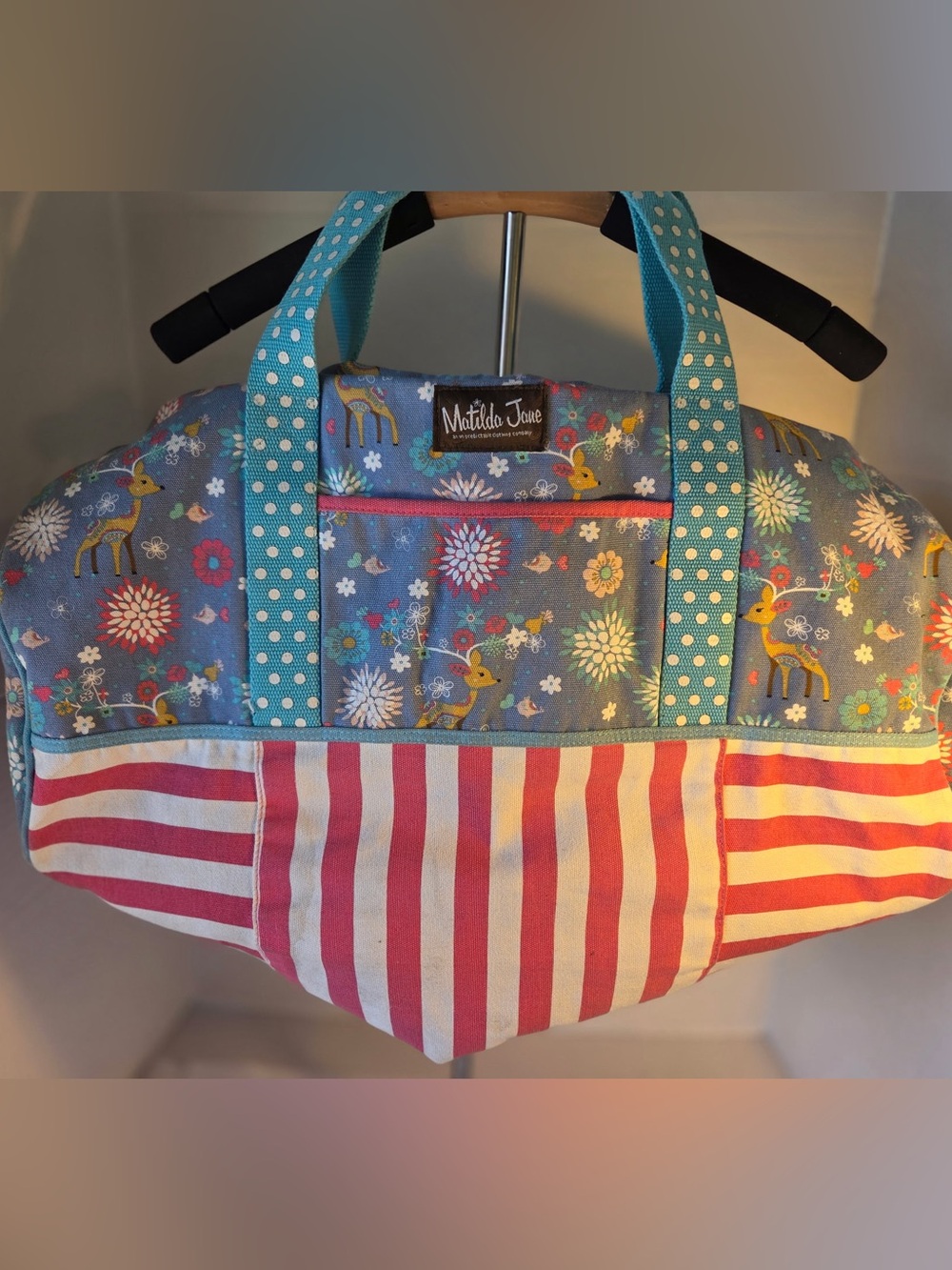 Matilda Jane Girls Winter Fawn Duffel Bag Weekender Removable Shoulder Strap